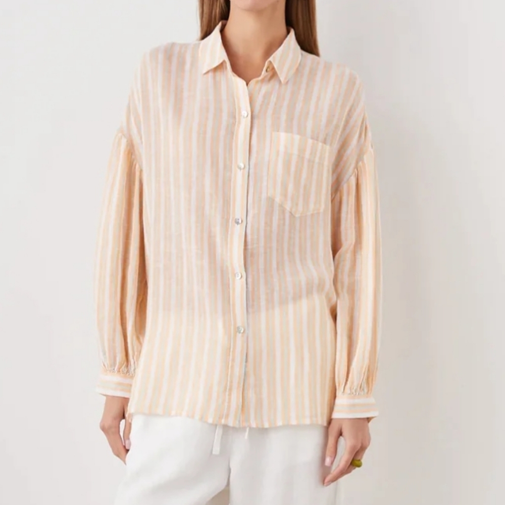 Rails Cleo Top Clementine Stripe Linen Blend Size… - image 2